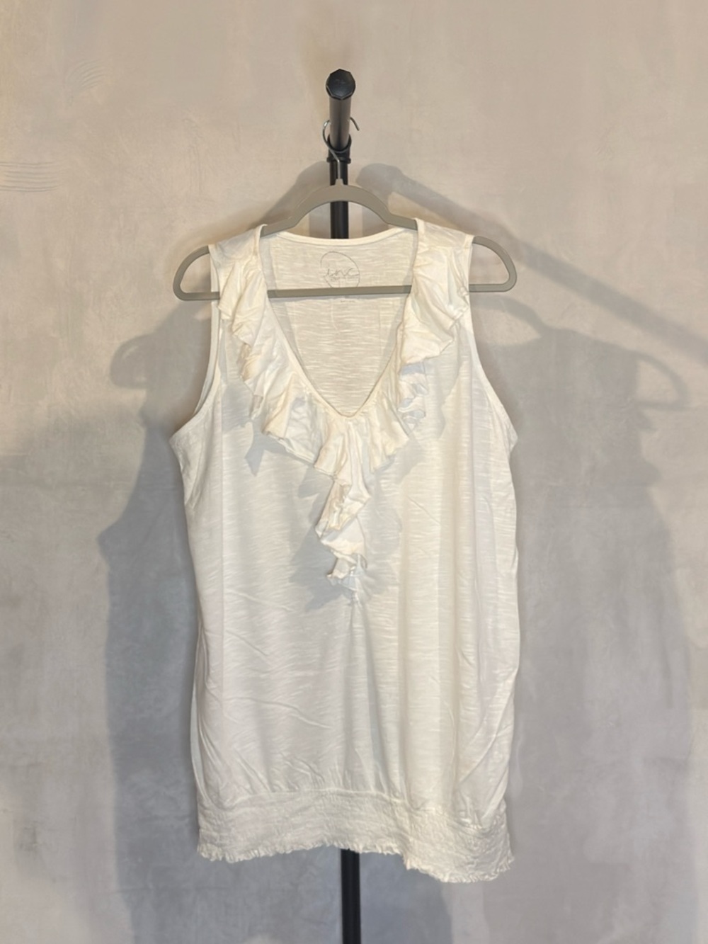 INC International Concepts White Ruffle Front Sleeveless Blouse Size 2X